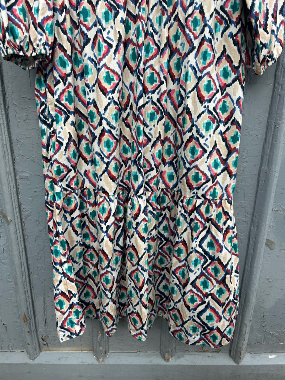 Anthropologie Maeve Bettina Tiered Geometric Shirt dress, size L, - Picture 9 of 11